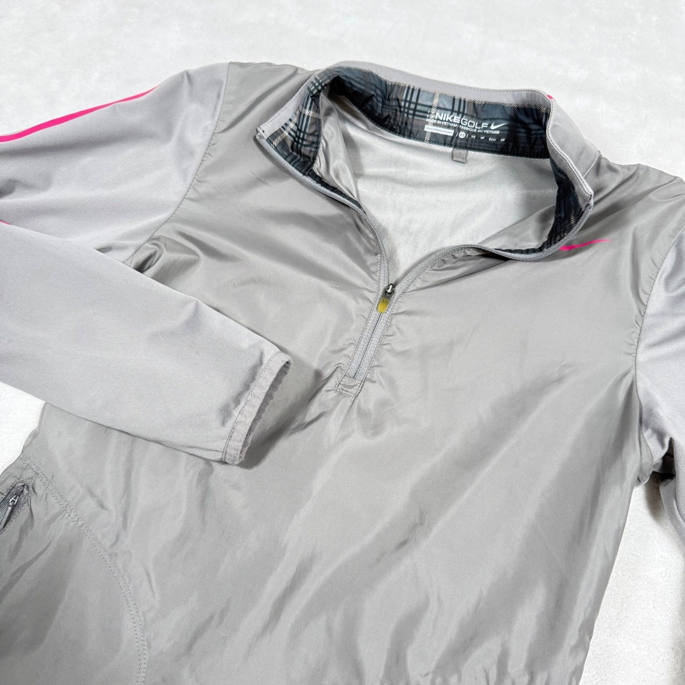 Nike Golf Womens Gray Pink Quarter Zip Pullover Windbreaker Jacket 582786-017 XS